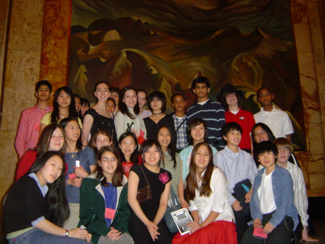 On the steps of the concert hall